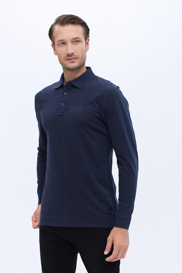 Поло Casa Moda men темно-синее с длинным рукавом