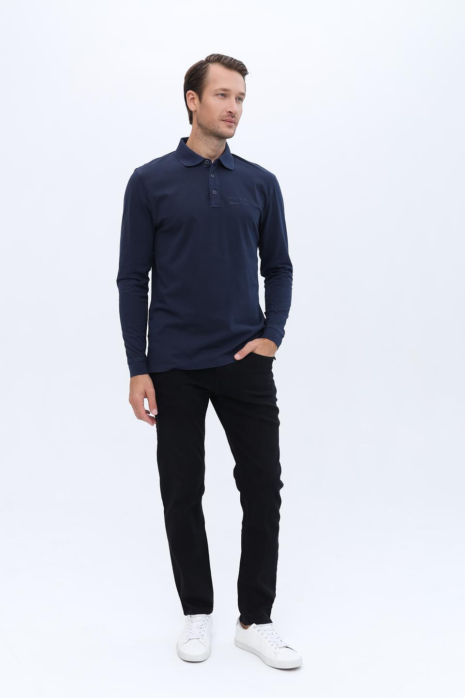 Поло Casa Moda men темно-синее с длинным рукавом