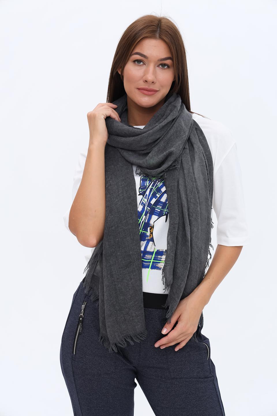 Шарф Fraas графитовый с бахромой