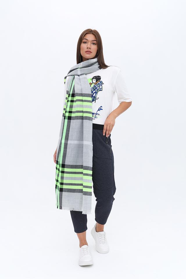 Шарф Fraas в клетку лайм