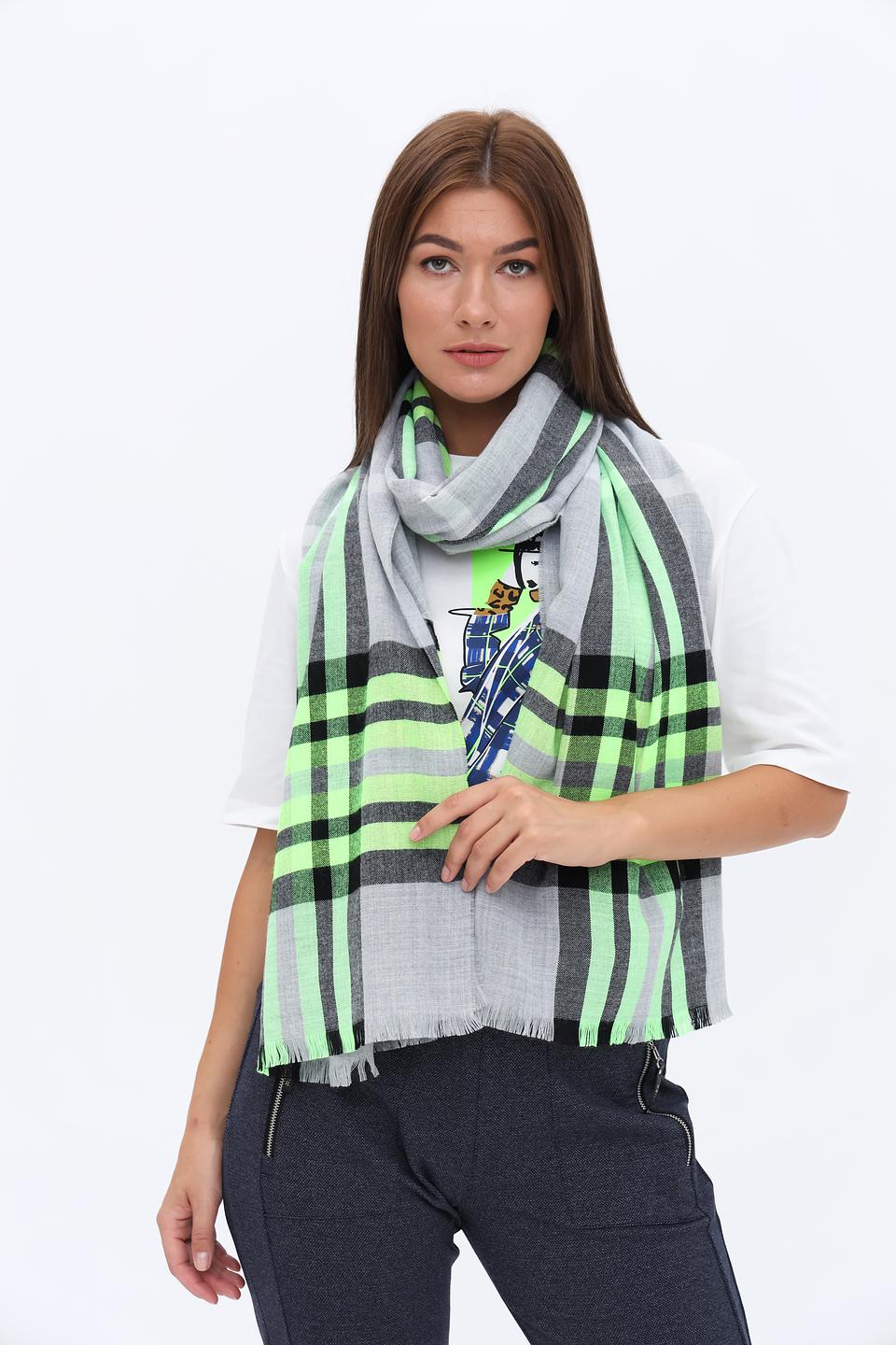 Шарф Fraas в клетку лайм