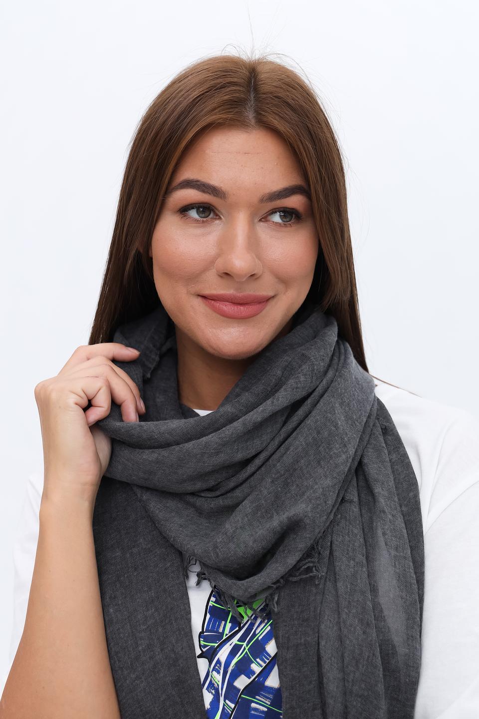 Шарф Fraas графитовый с бахромой