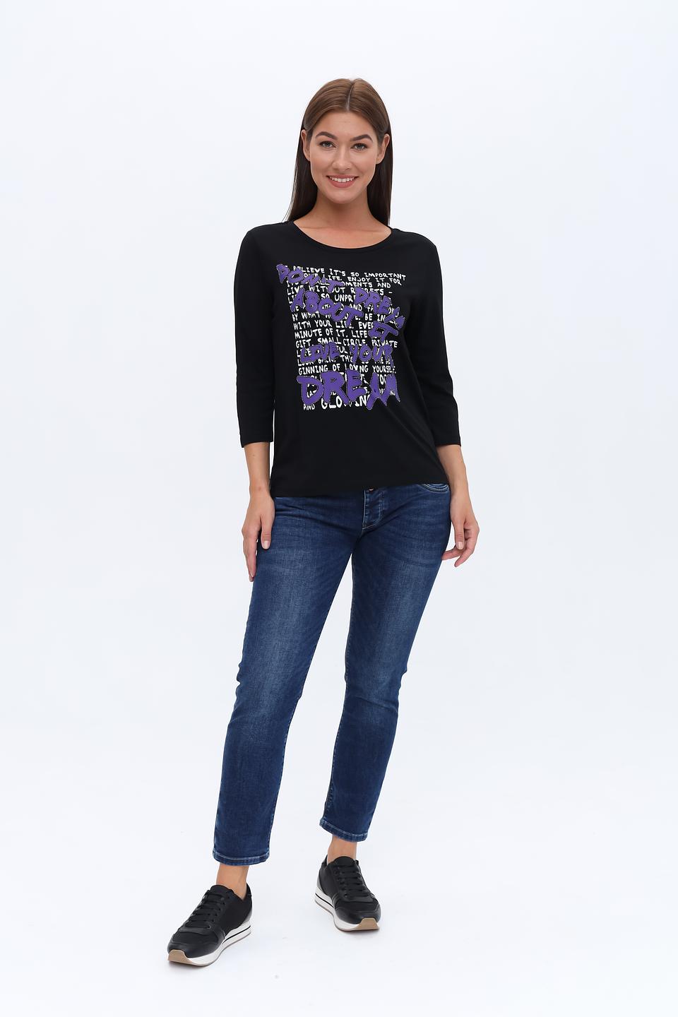 Лонгслив Monari с принтом чёрный