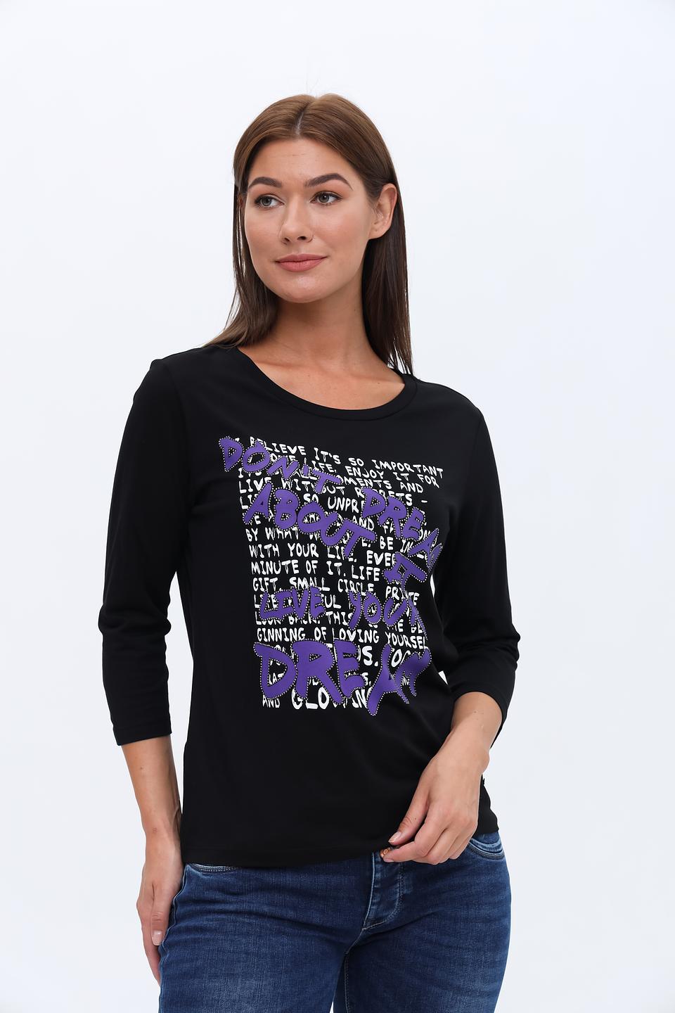 Лонгслив Monari с принтом чёрный