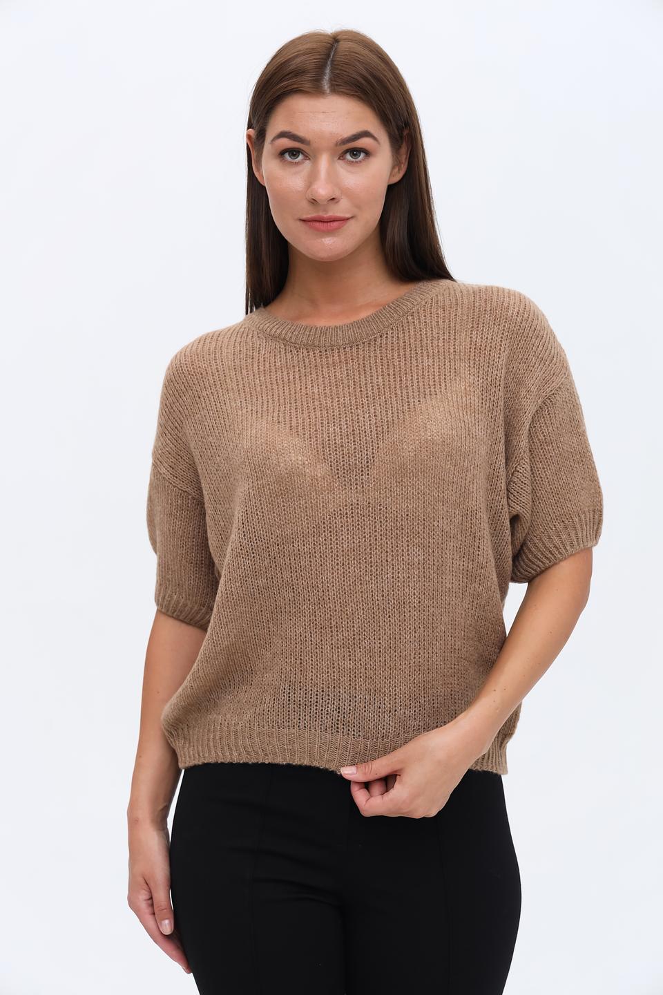 Пуловер More and More бежевый с коротким рукавом