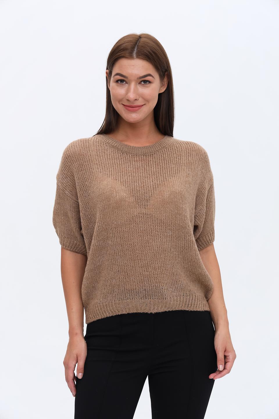 Пуловер More and More бежевый с коротким рукавом