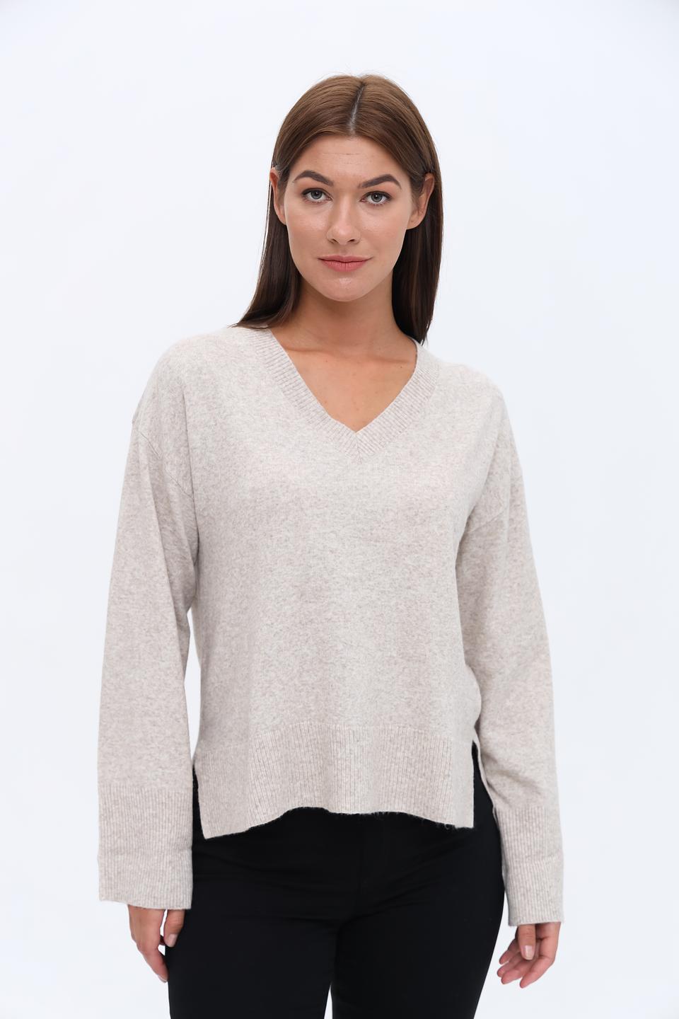 Пуловер Broadway V-образный бежевый