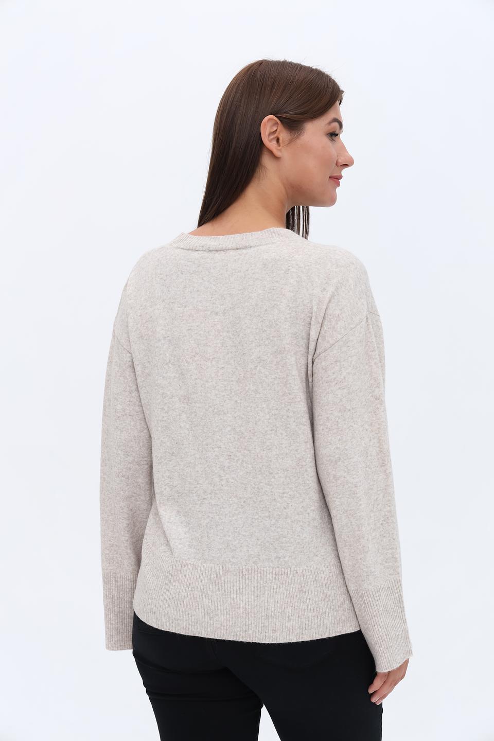 Пуловер Broadway V-образный бежевый