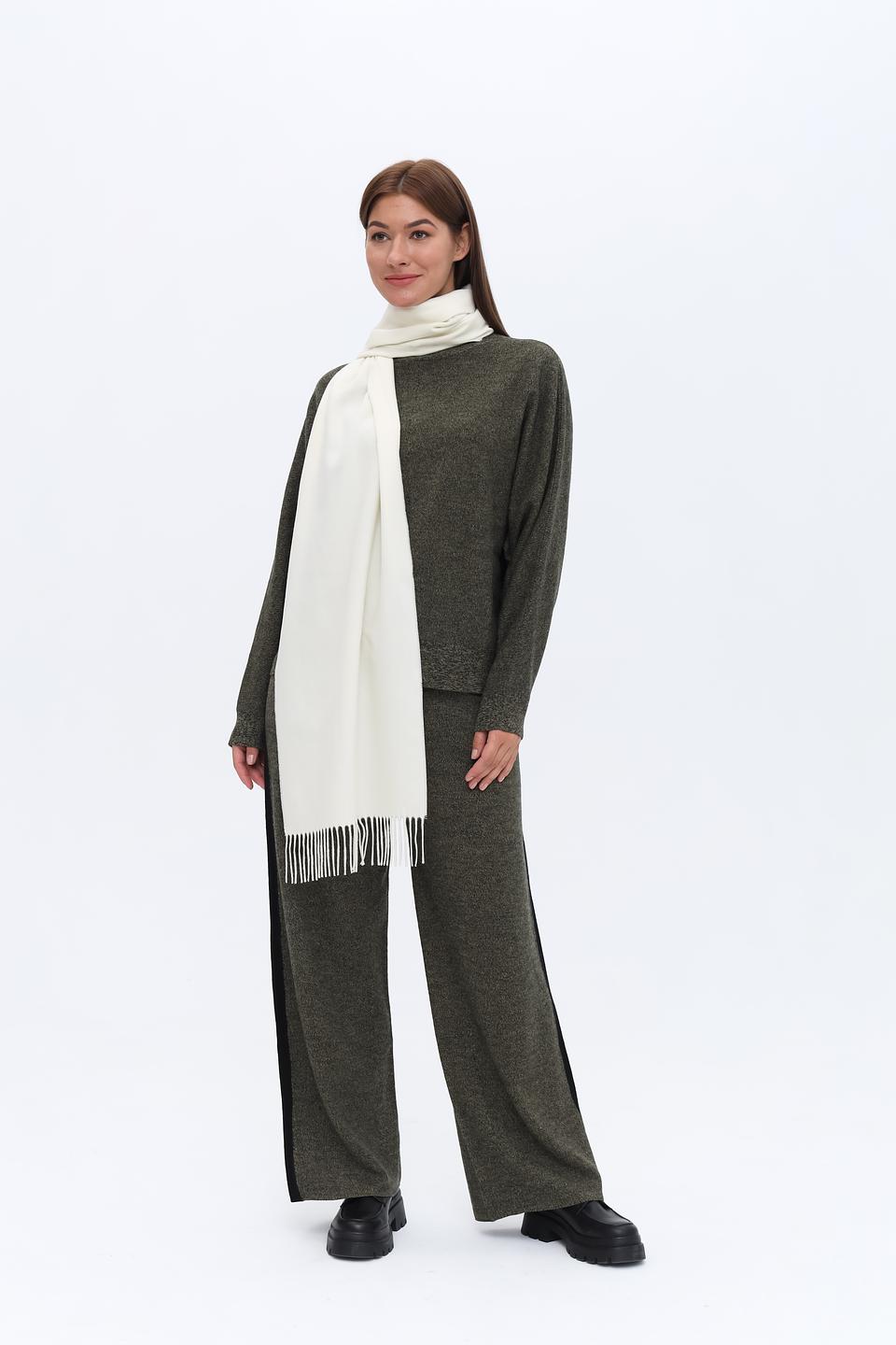 Шарф Fraas кремовый с бахромой