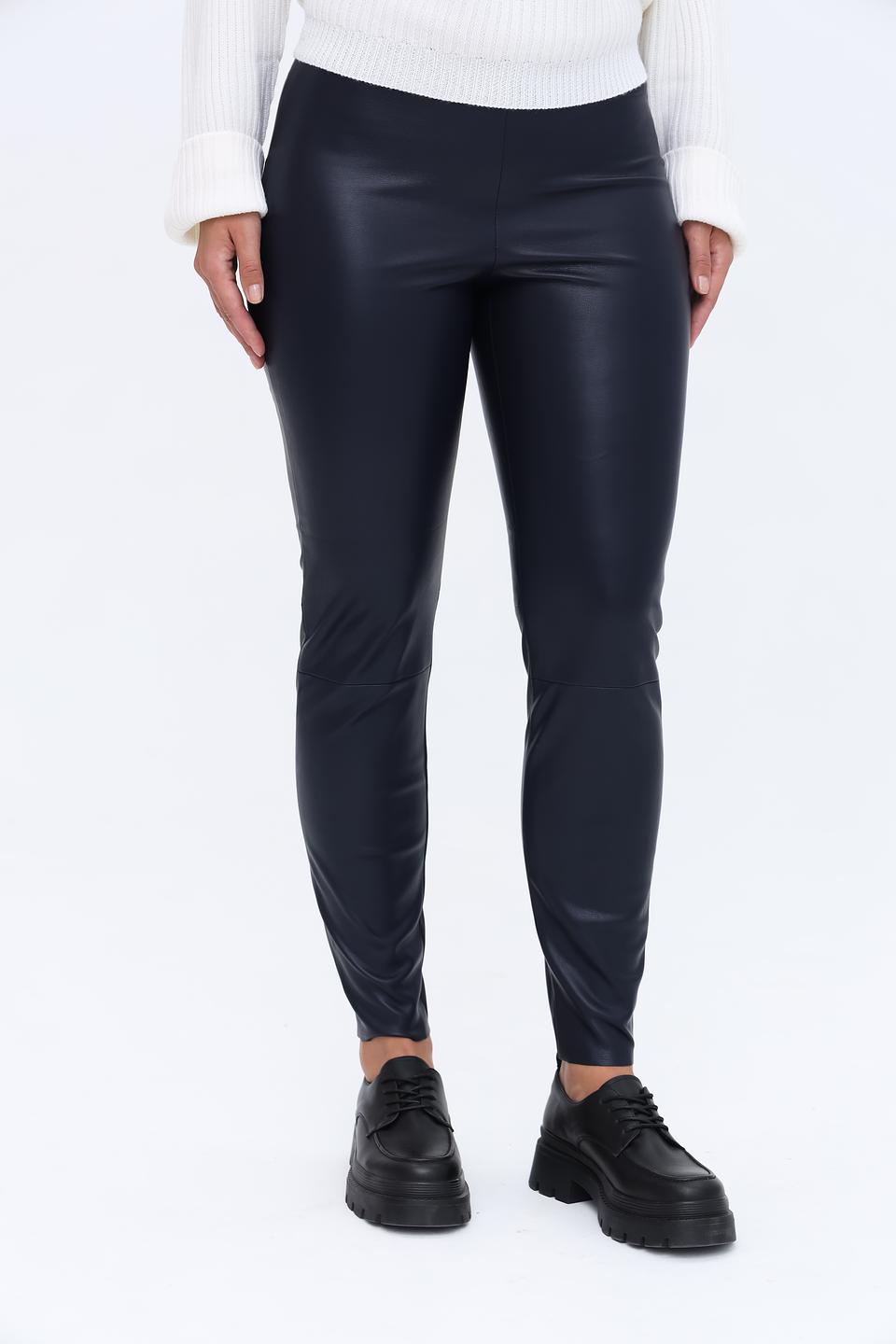 Брюки кожа Oui тёмно-синие