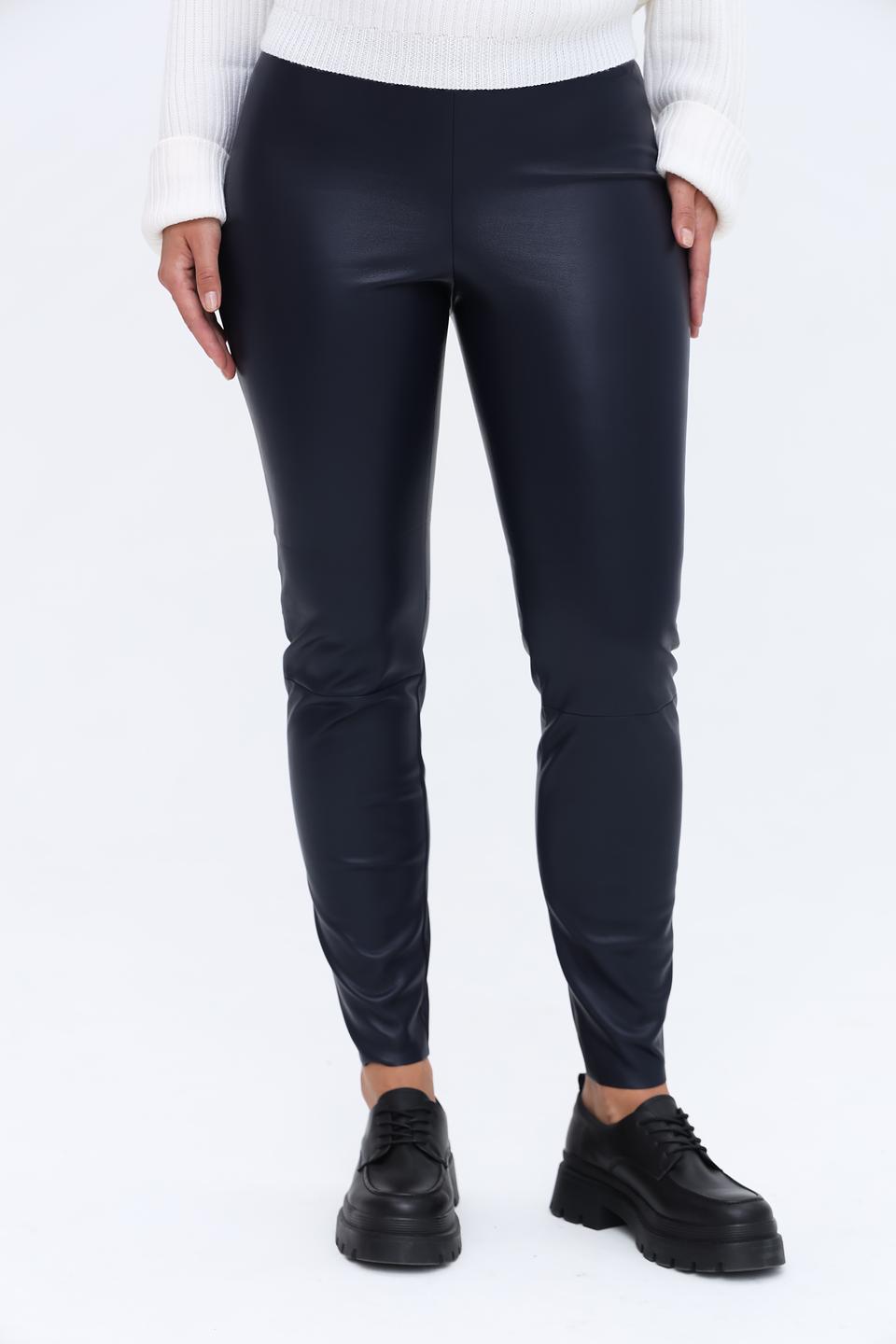 Брюки кожа Oui тёмно-синие