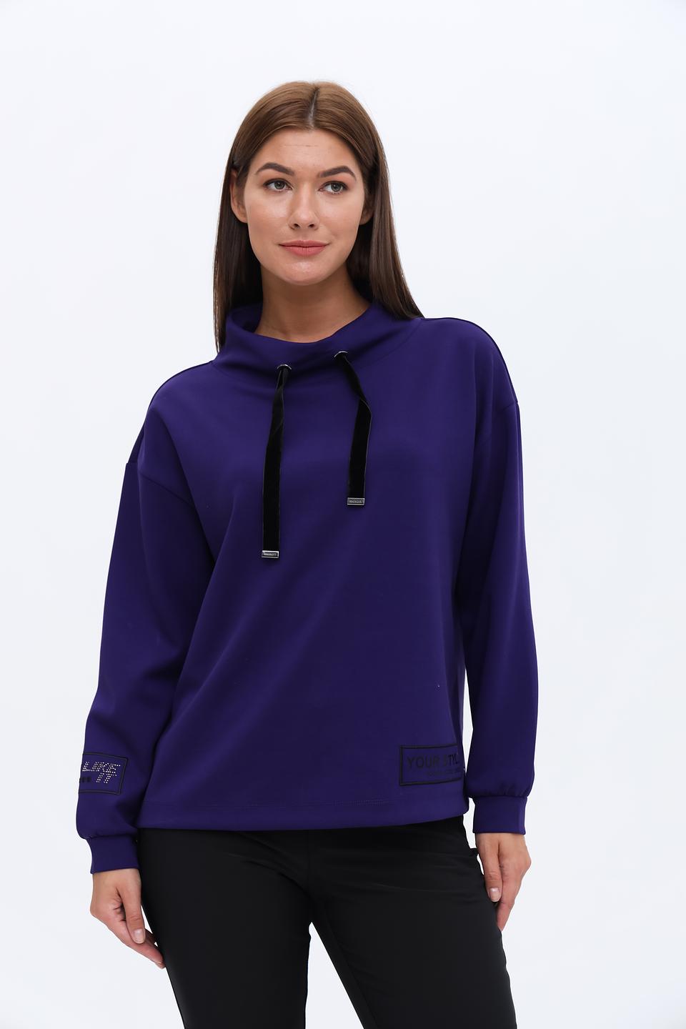 Пуловер Monari фиолетовый с капюшоном