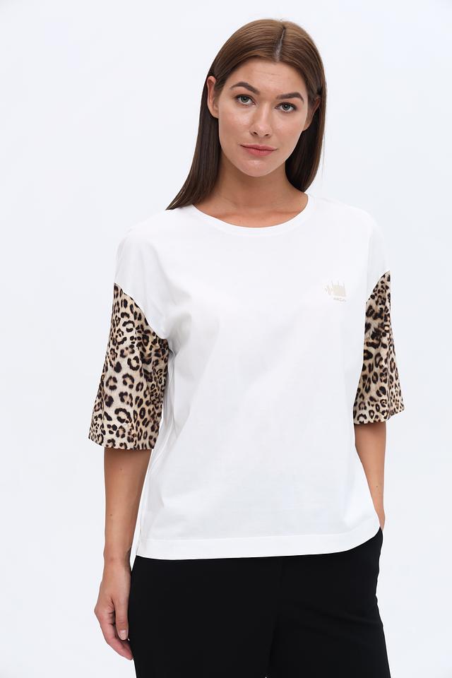 Футболка Marc Cain с леопардовыми рукавами