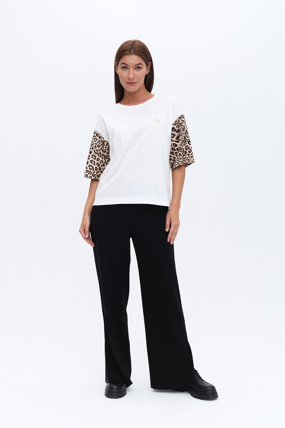 Футболка Marc Cain с леопардовыми рукавами