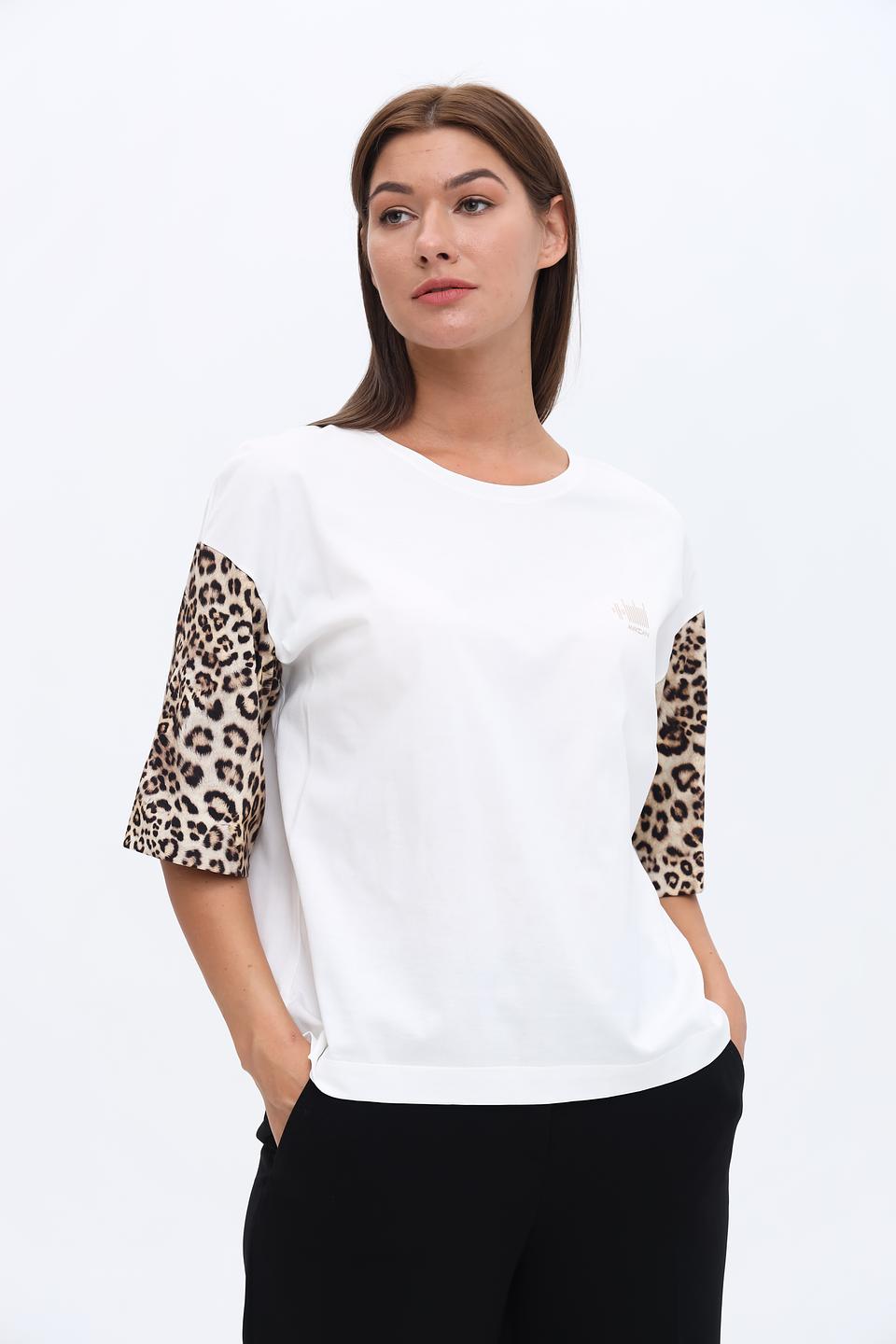 Футболка Marc Cain с леопардовыми рукавами