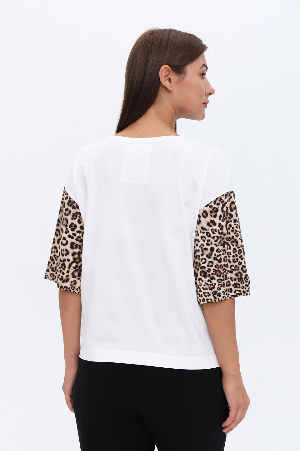 Футболка Marc Cain с леопардовыми рукавами
