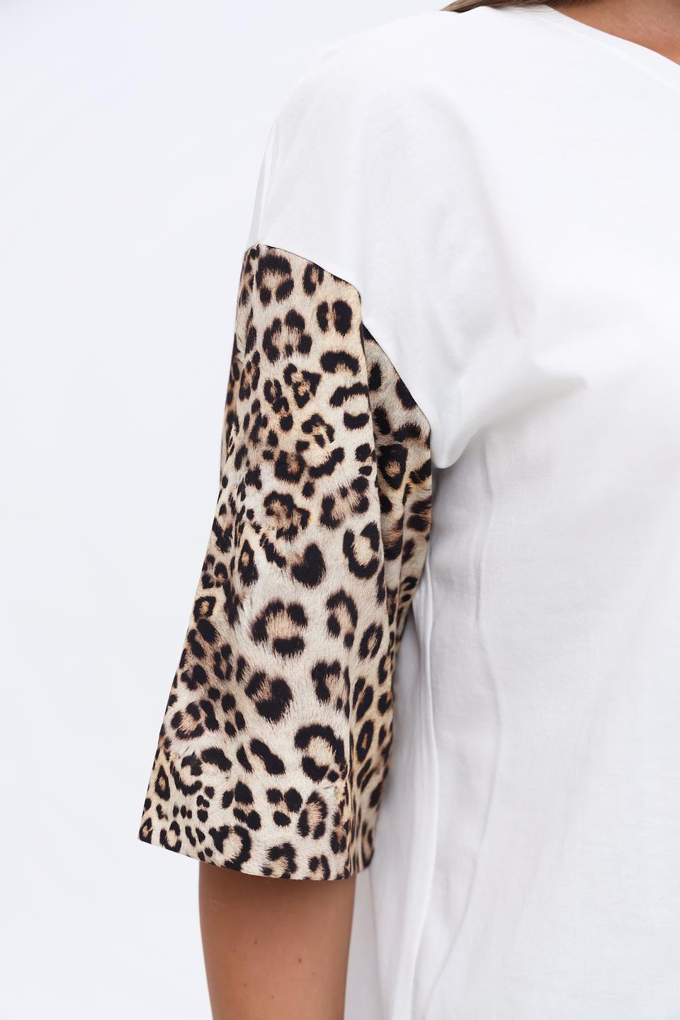 Футболка Marc Cain с леопардовыми рукавами