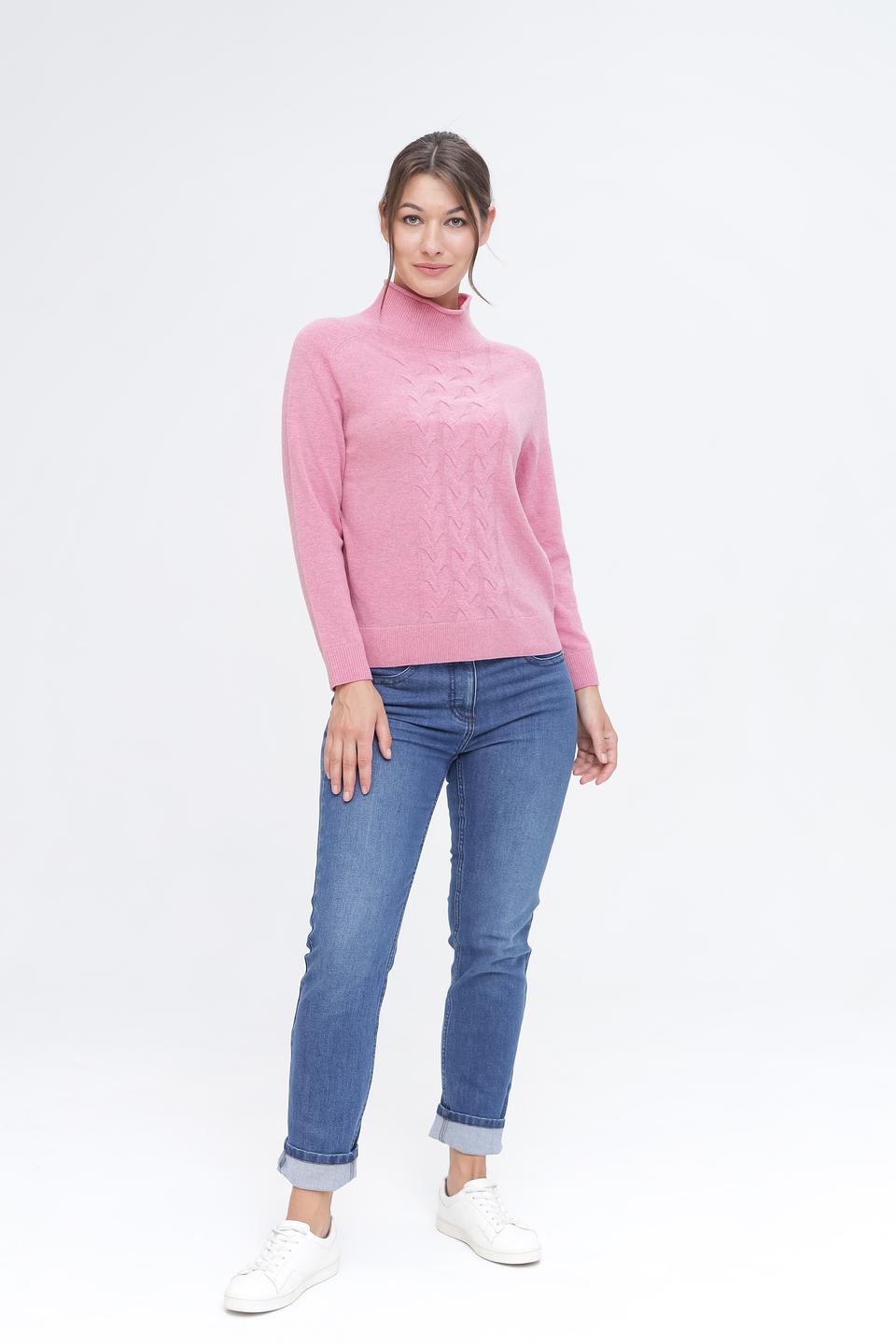 Пуловер Pezzo с косами розовый