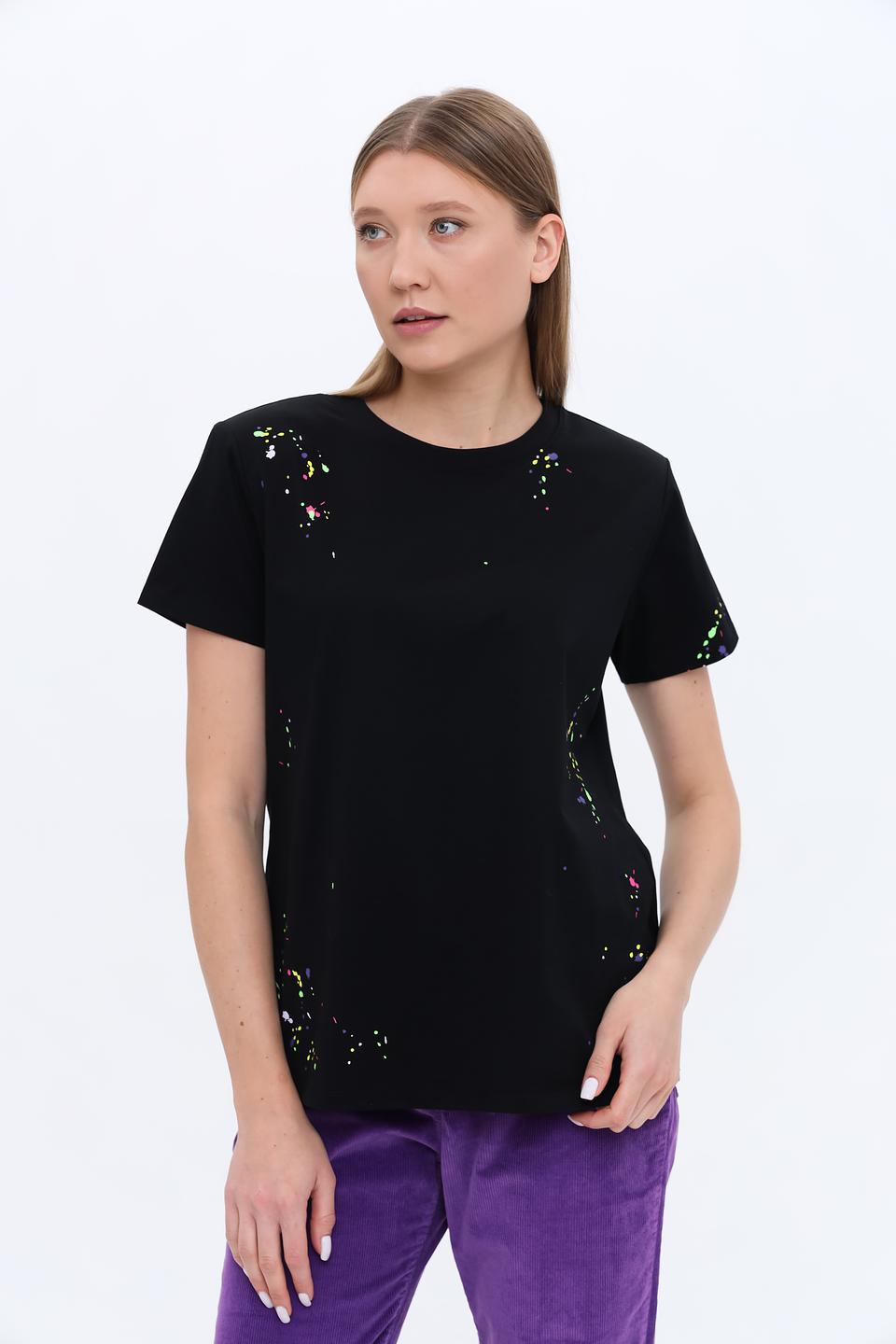 Футболка Twin Set Actitude чёрная с брызгами