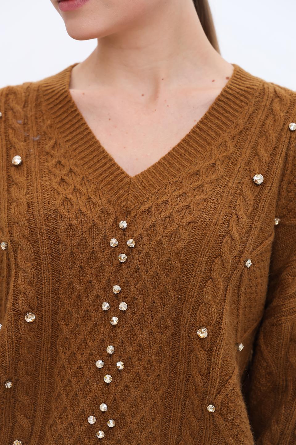 Джемпер Twin Set с жемчугом коричневый
