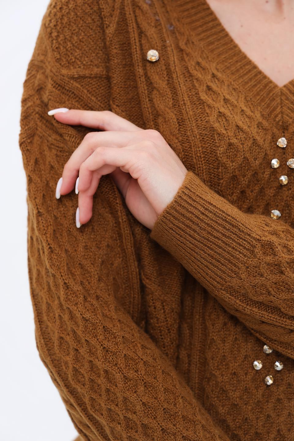 Джемпер Twin Set с жемчугом коричневый