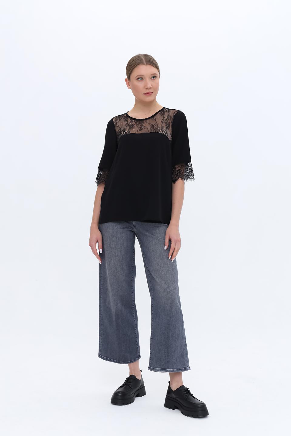 Блуза Twin Set с кружевом черная