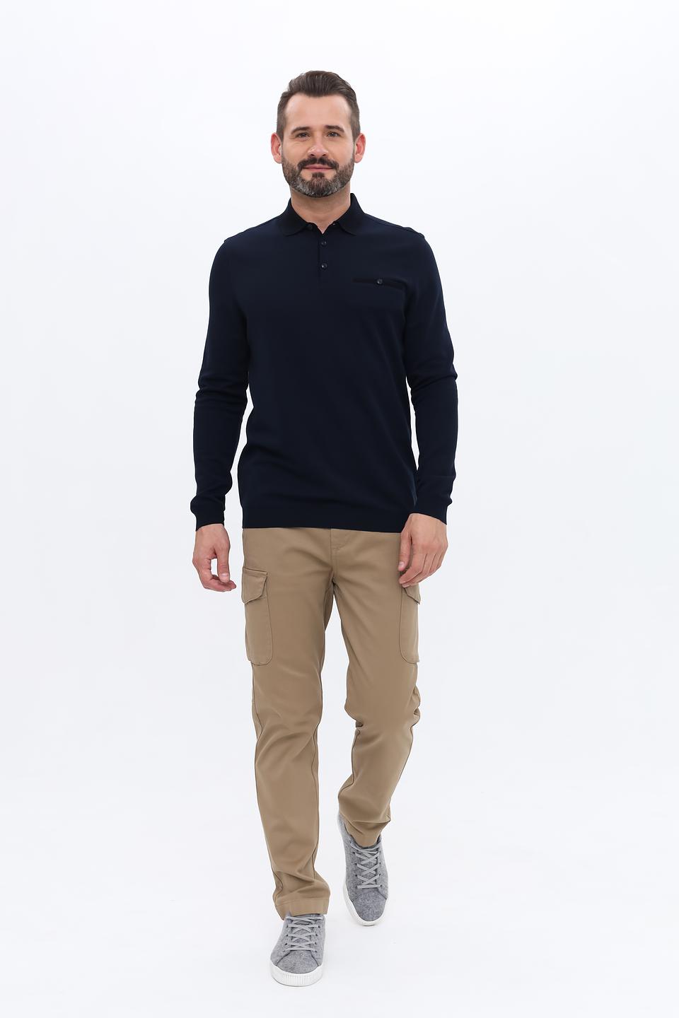 Джемпер Bugatti с воротником-поло тёмно-синий