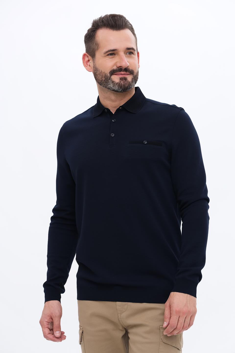 Джемпер Bugatti с воротником-поло тёмно-синий