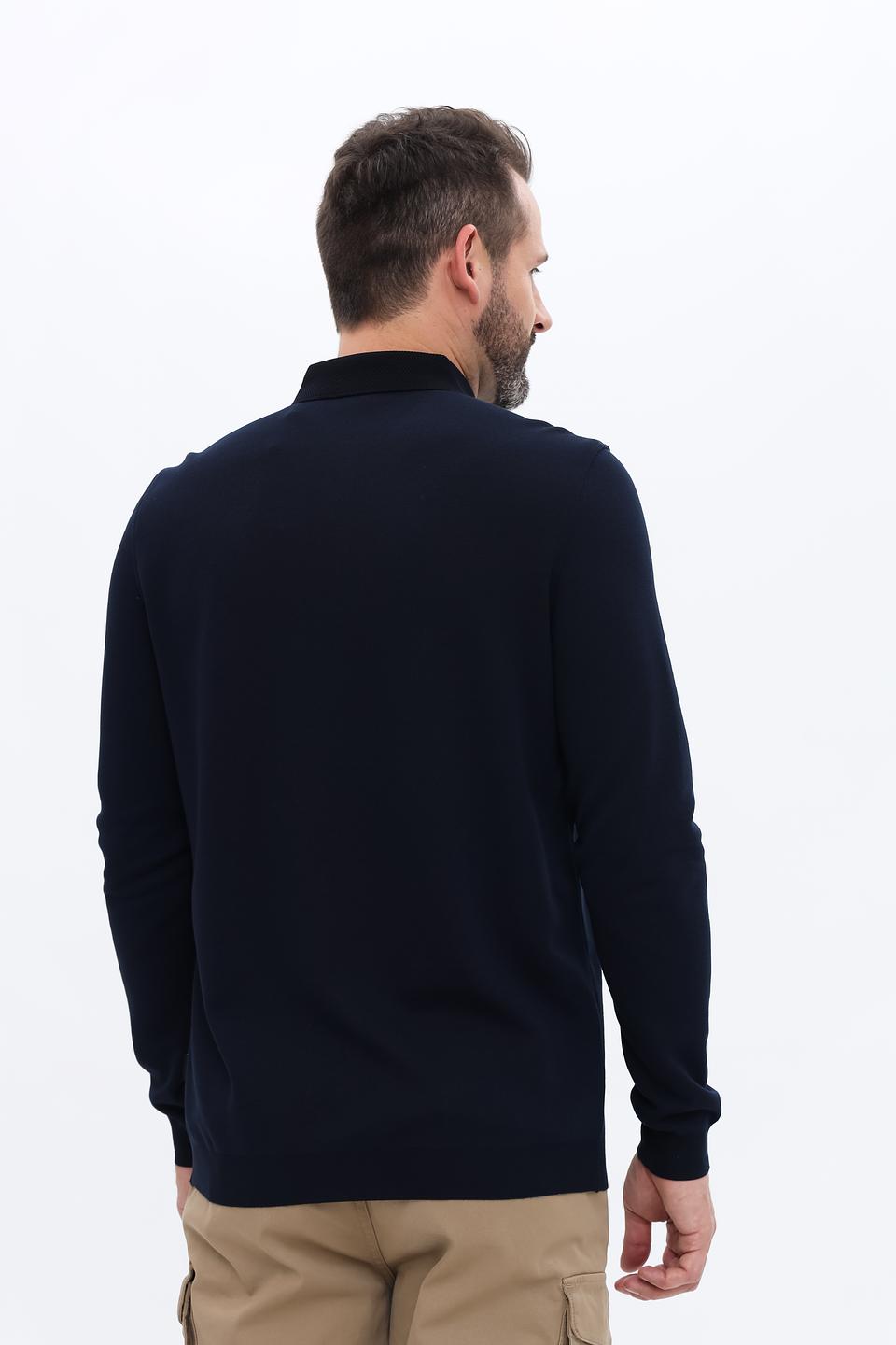 Джемпер Bugatti с воротником-поло тёмно-синий