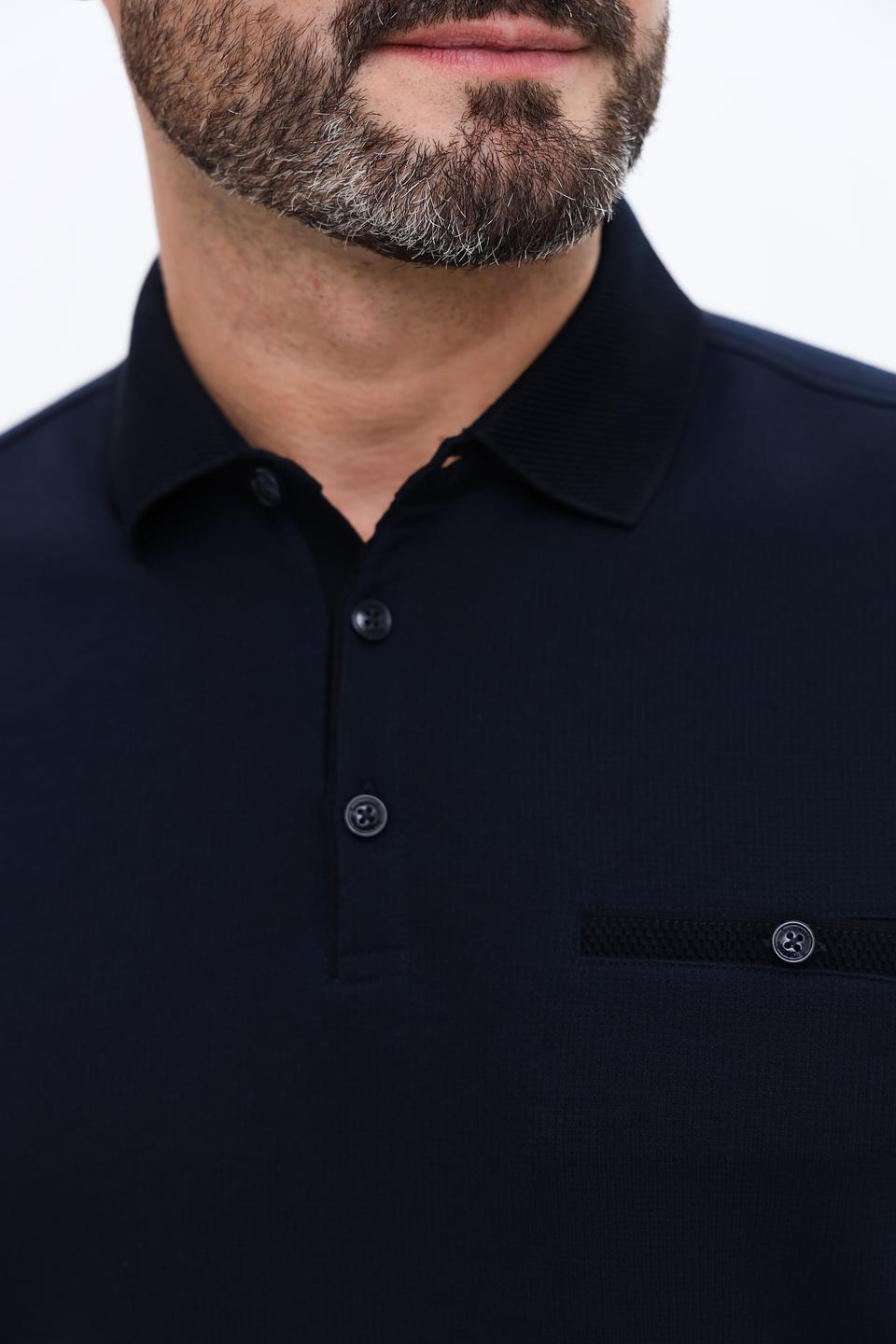 Джемпер Bugatti с воротником-поло тёмно-синий