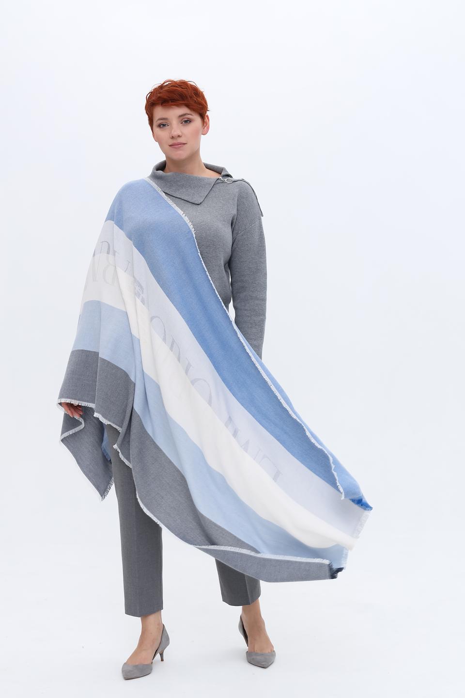 Шарф Emporio Armani в полоску голубой