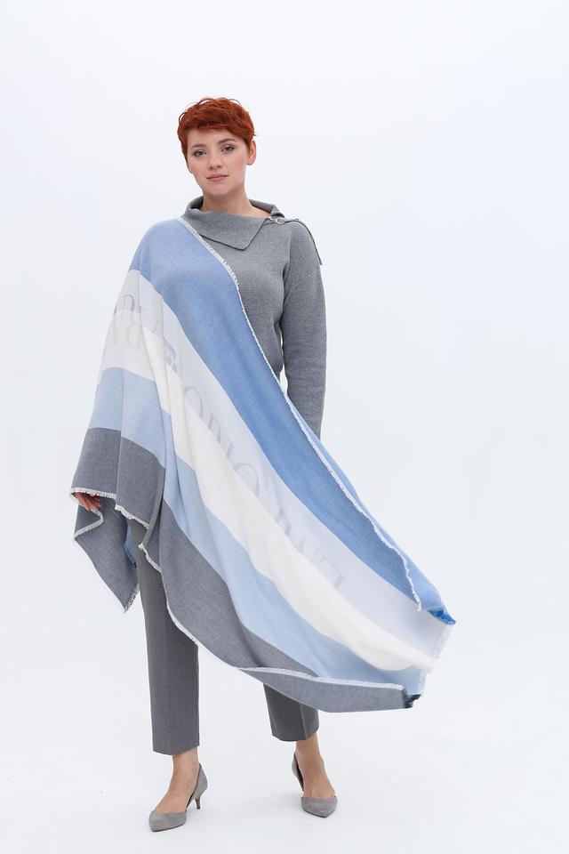 Шарф Emporio Armani в полоску голубой