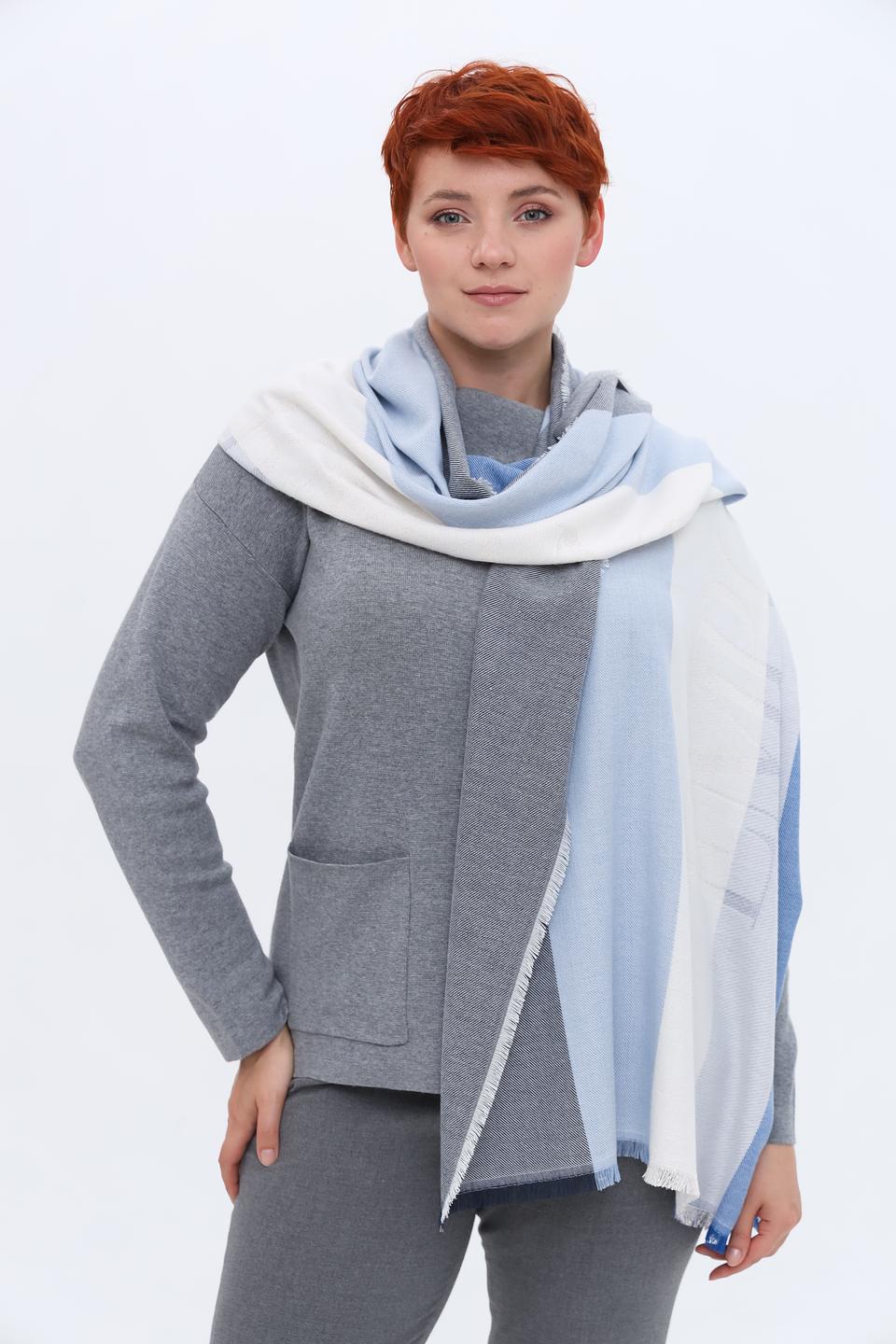 Шарф Emporio Armani в полоску голубой