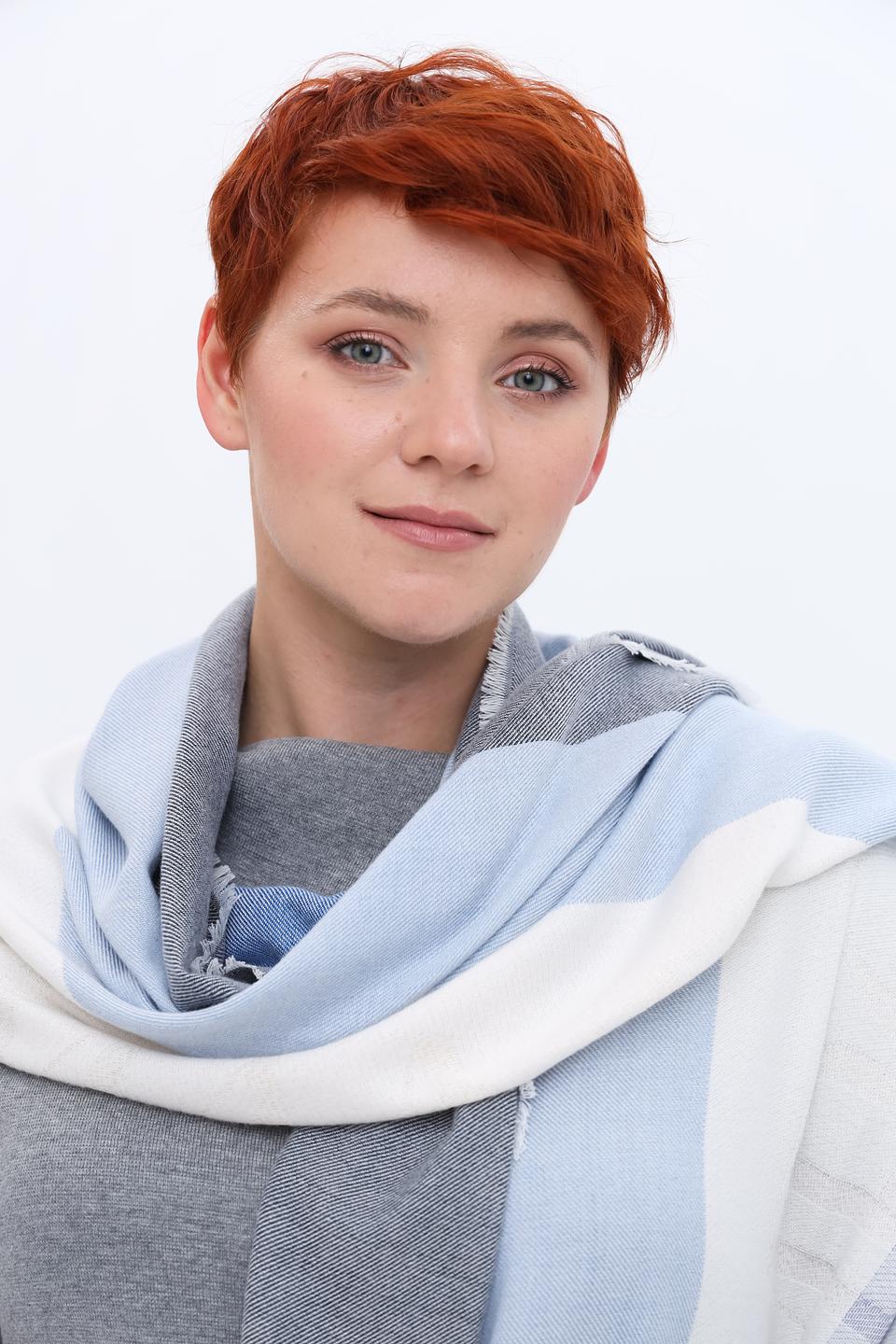 Шарф Emporio Armani в полоску голубой