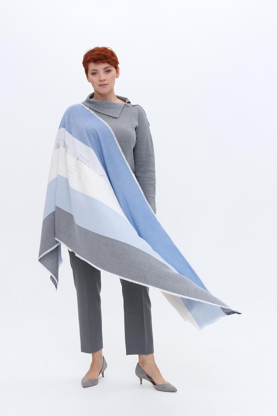 Шарф Emporio Armani в полоску голубой