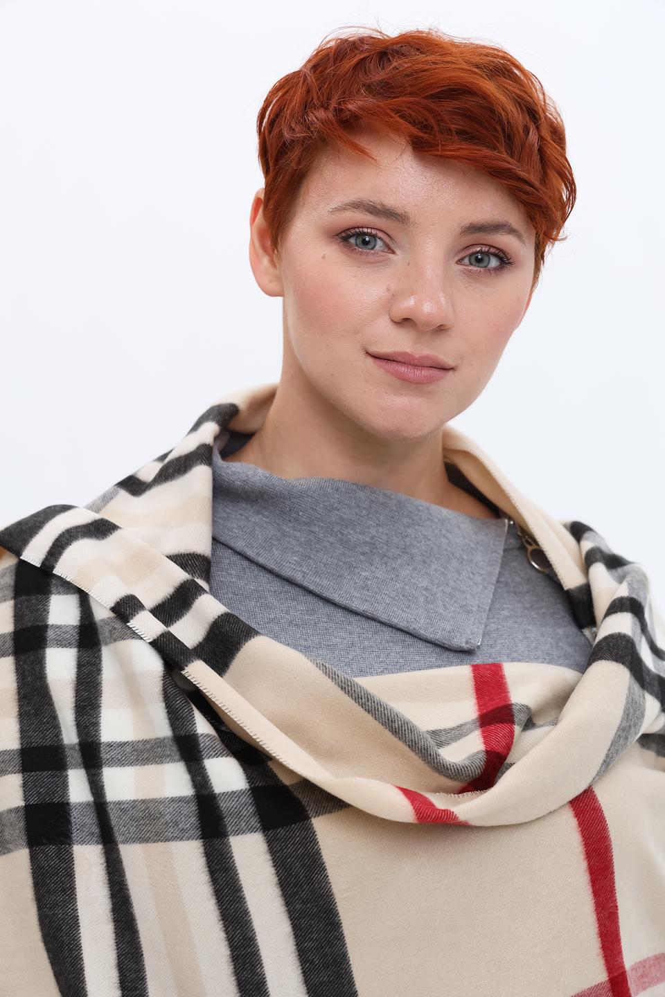 Шарф Fraas в клетку бежевый