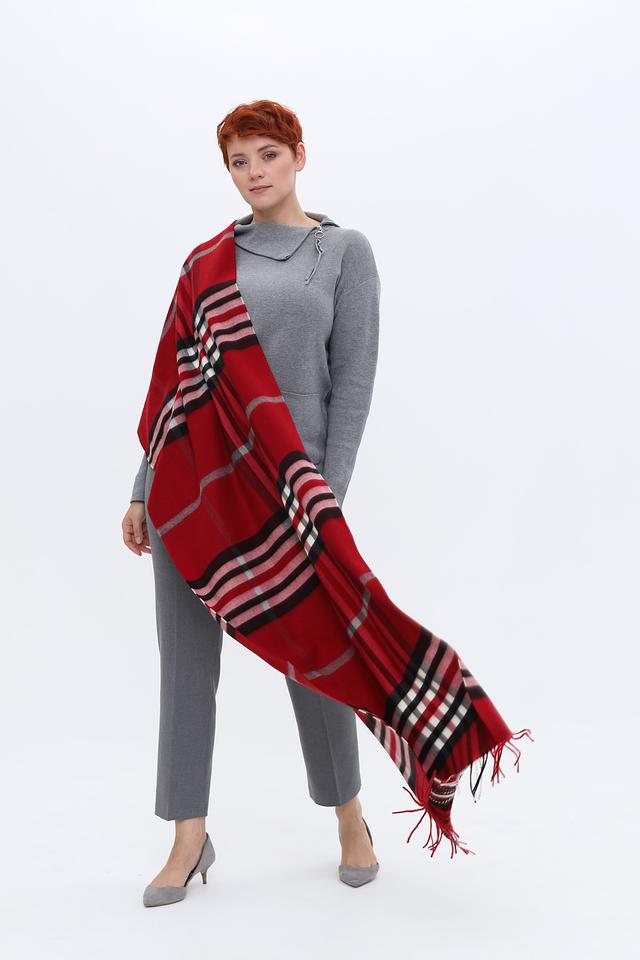 Шарф Fraas в клетку красный