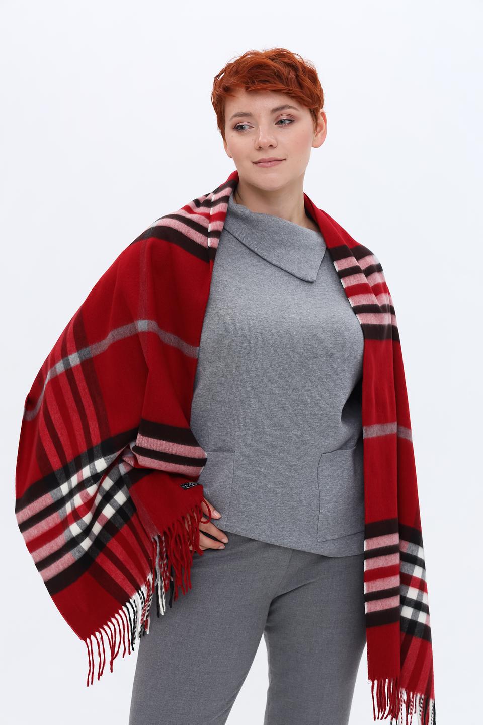 Шарф Fraas в клетку красный