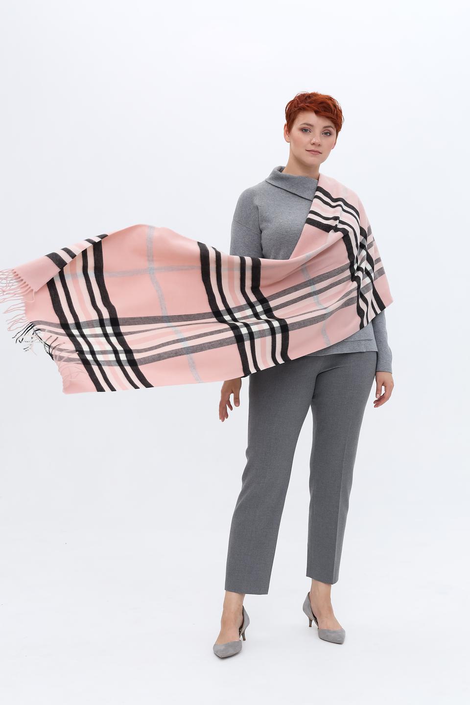 Шарф Fraas в клетку розовый
