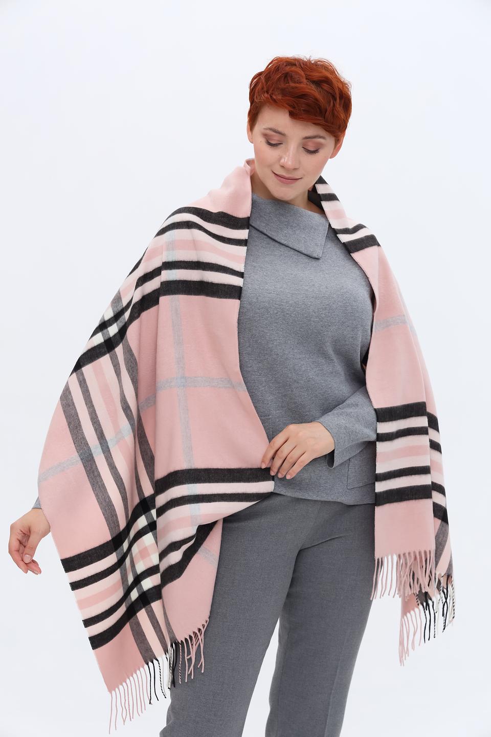 Шарф Fraas в клетку розовый