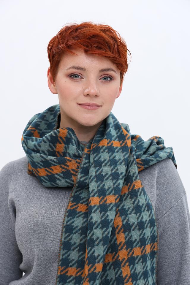 Шарф Fraas в клетку горчичный