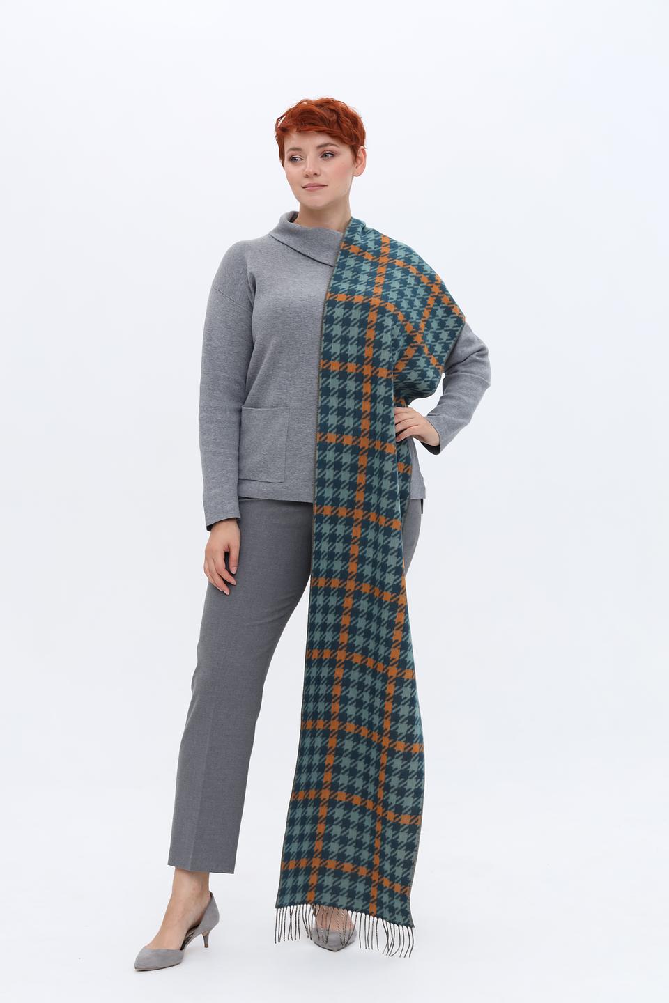 Шарф Fraas в клетку горчичный