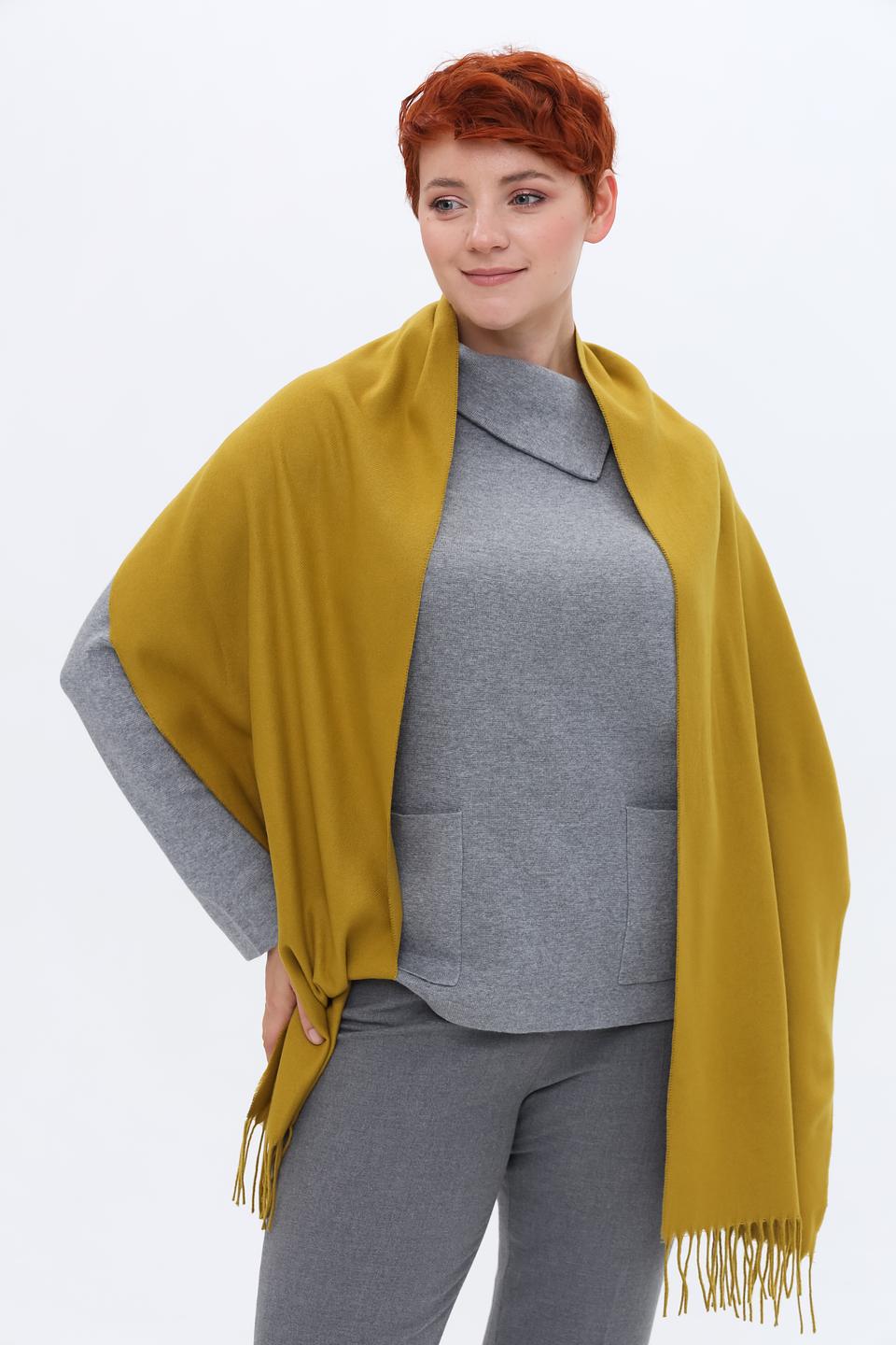 Шарф Fraas горчичный с бахромой