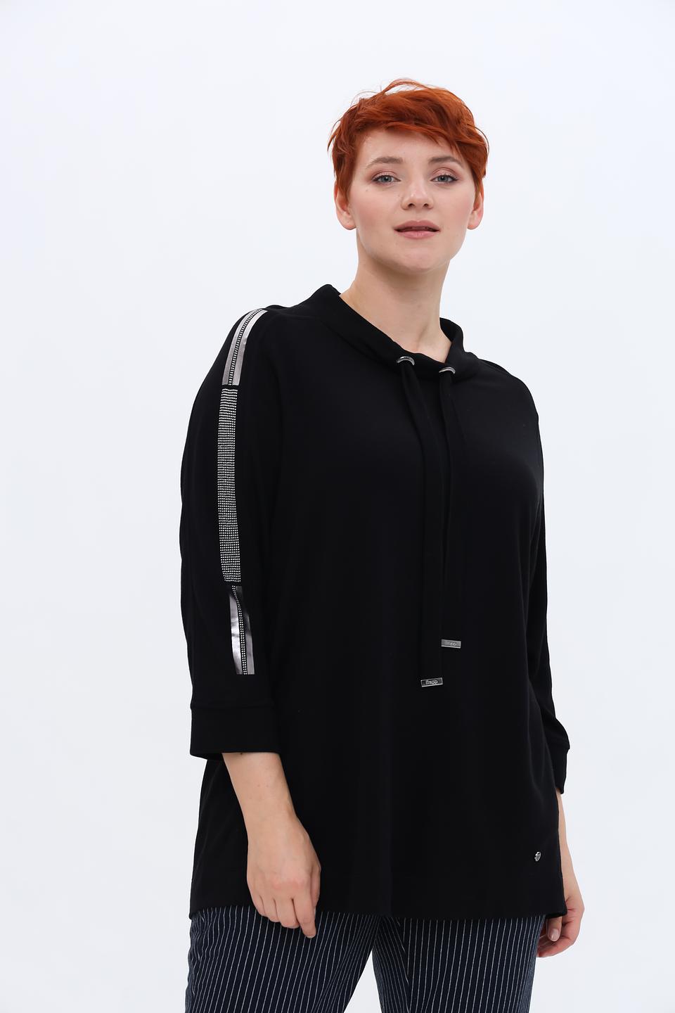 Пуловер Frapp с полосками чёрный