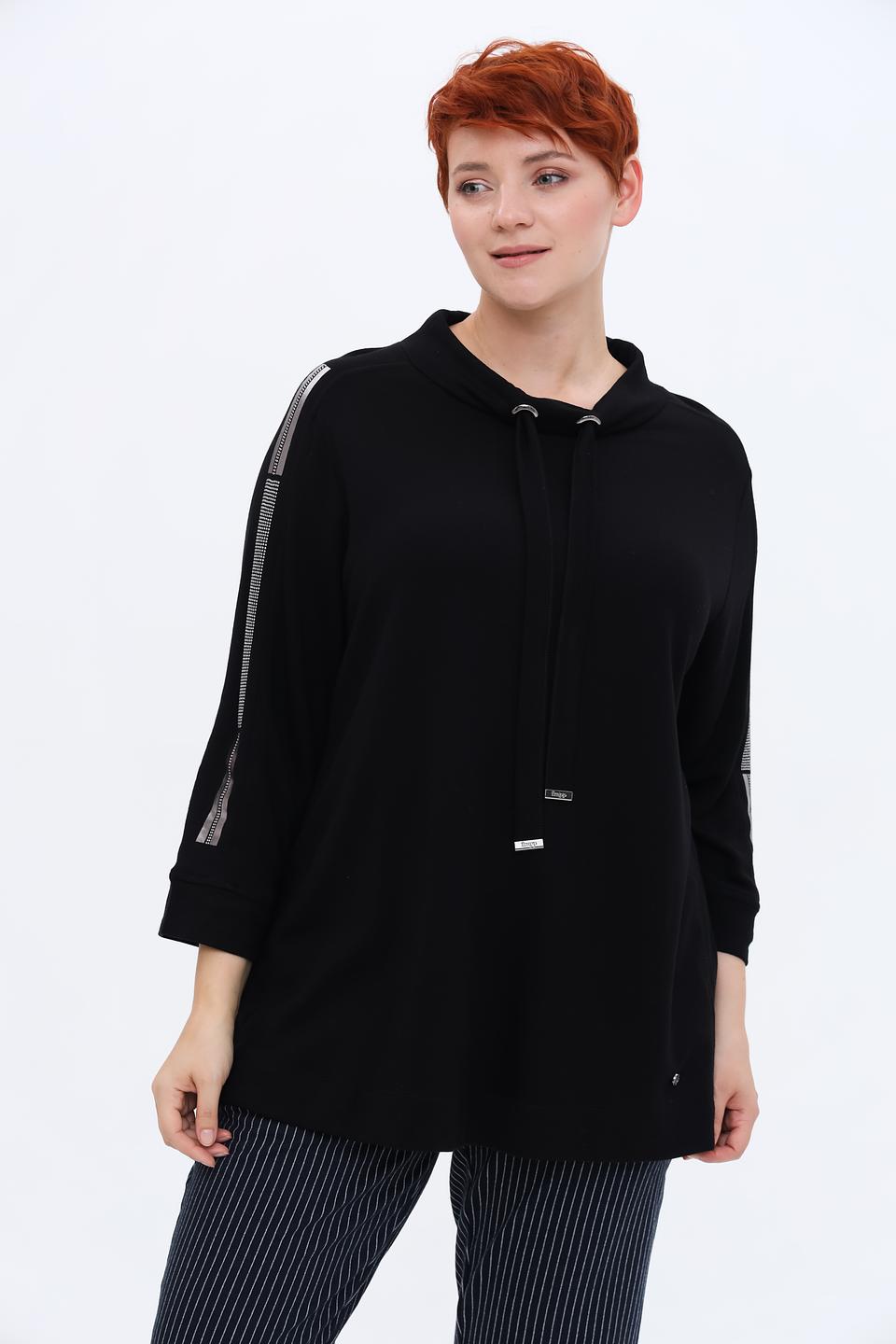 Пуловер Frapp с полосками чёрный