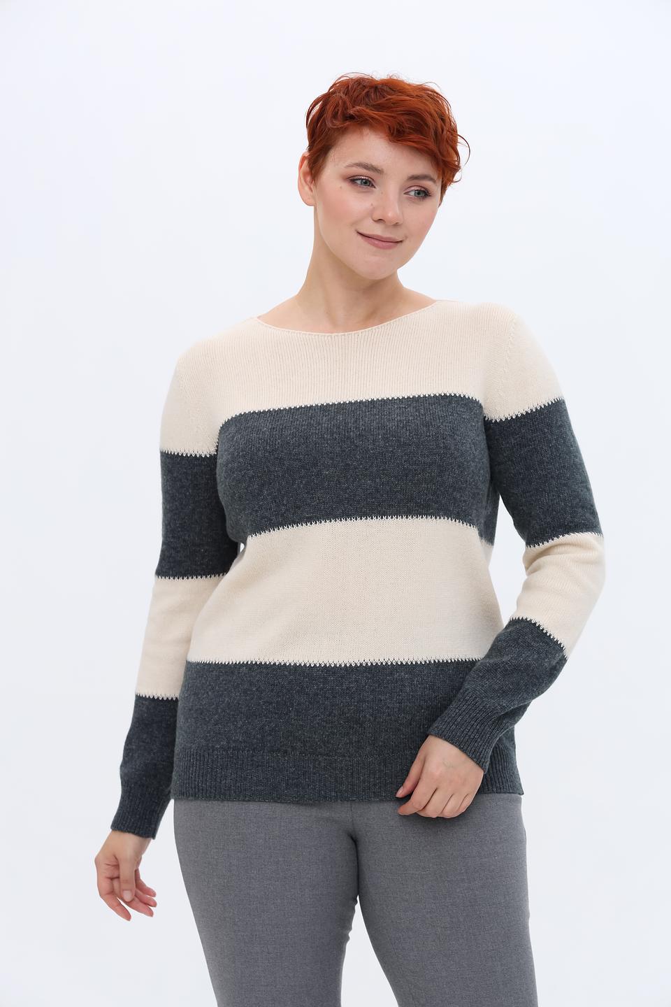 Пуловер Lebek в полоску бежевый