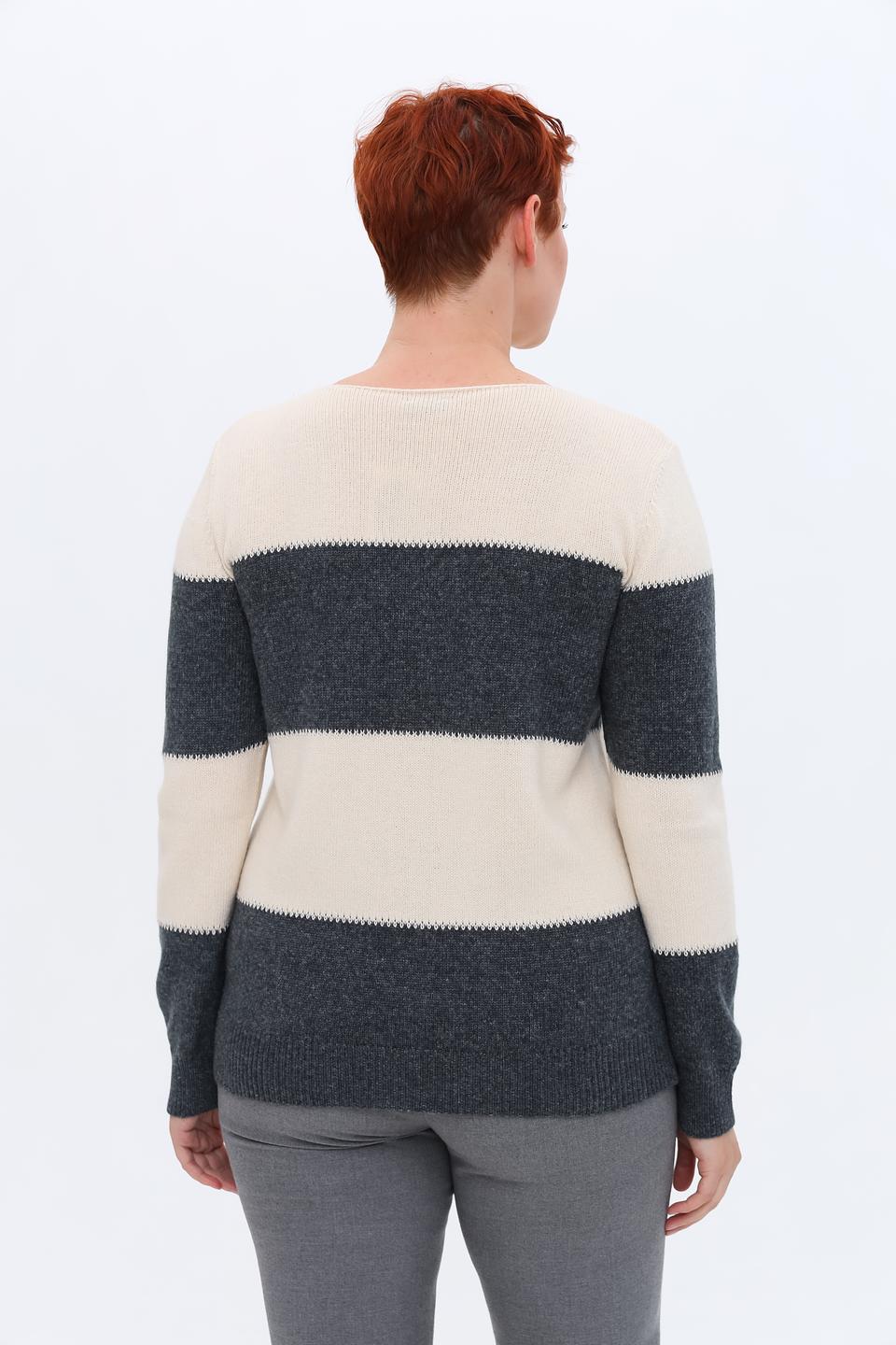 Пуловер Lebek в полоску бежевый