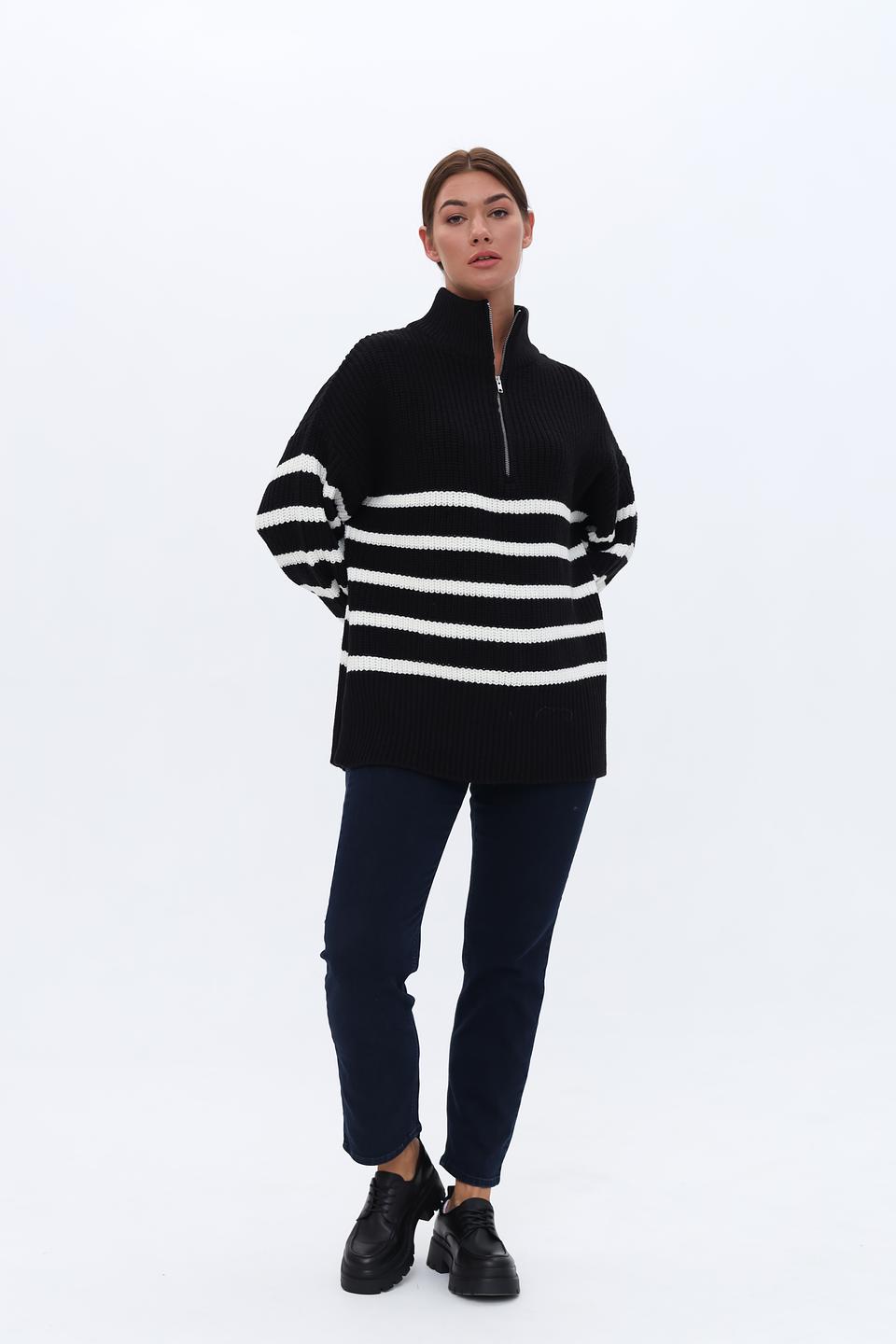 Пуловер Broadway в полоску чёрный