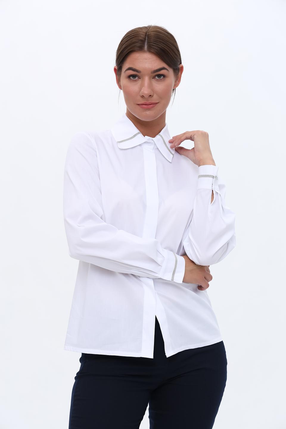 Рубашка D. Exterior жен. белая с отделкой