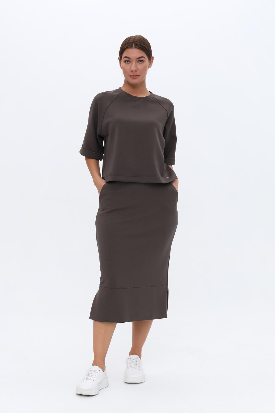 Юбка Cinque серая с разрезом